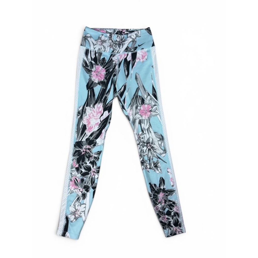 Nike All-In‎ Floral Print Mesh Training Tights Leggings Blue Pink Women's Small
